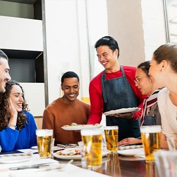 people eating together