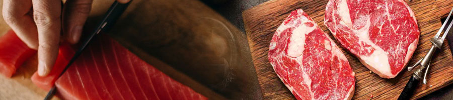 slicing meat on knife board