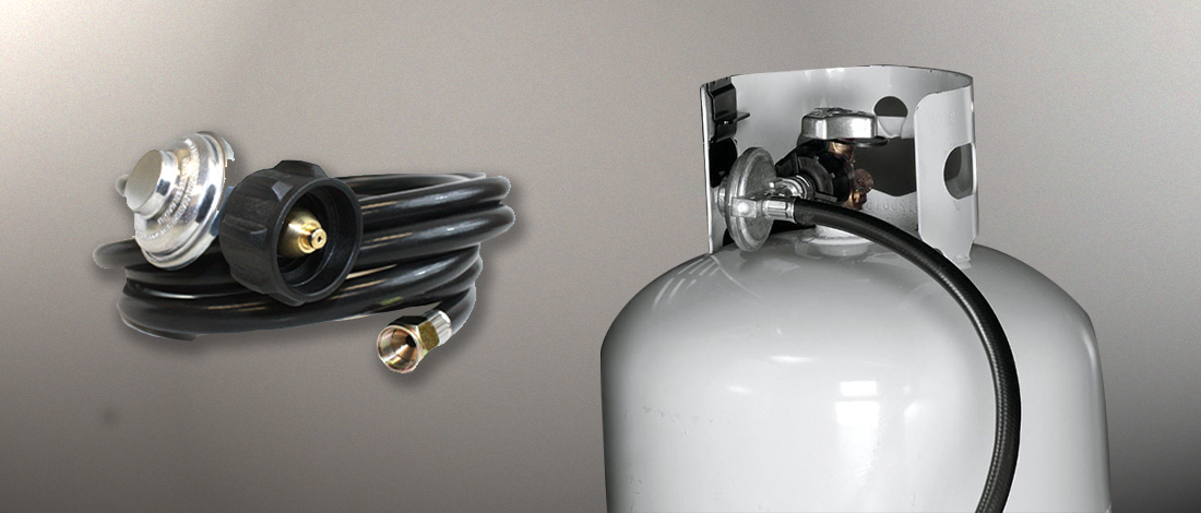 A gas tank and a gas tube attached to a regulator that cause most gas grill regulator problems