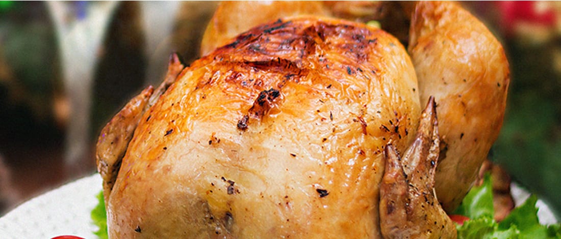 A close image of a freshly smoked turkey on an electric smoker