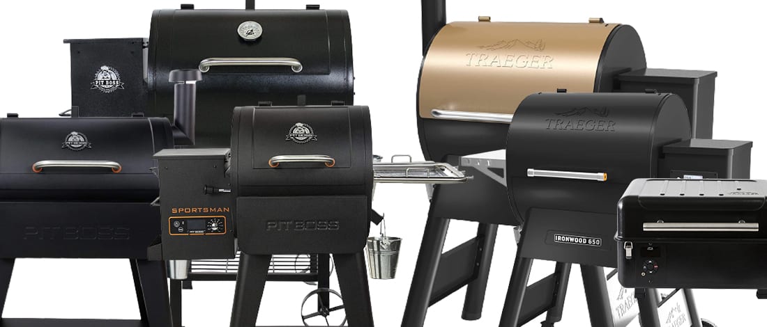 Pit Boss grills and Traeger grills collage