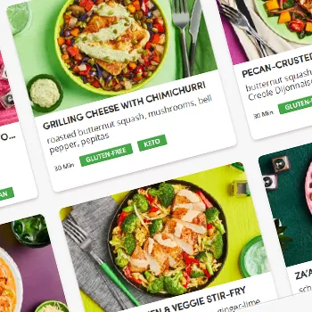 Meal options on a website