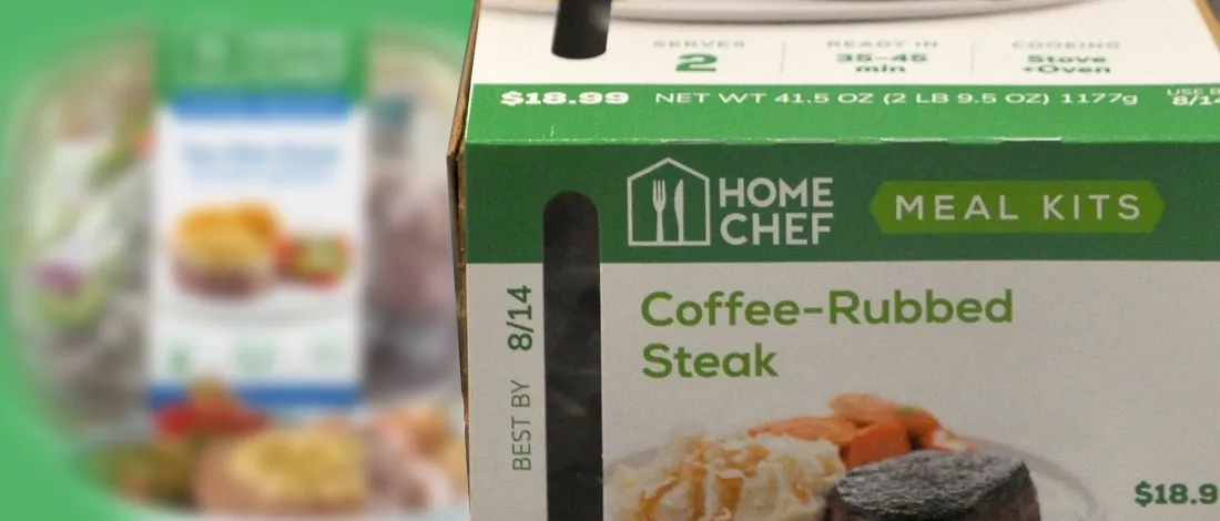 Home Chef box food blurred background