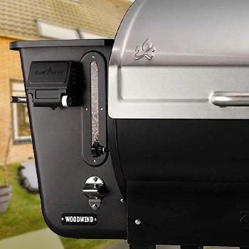 Close up image of a wood pellet storage