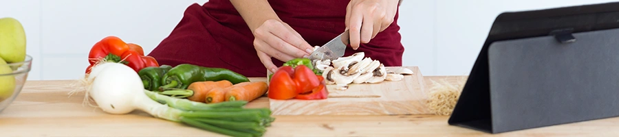 Cutting ingredients in the kitchen