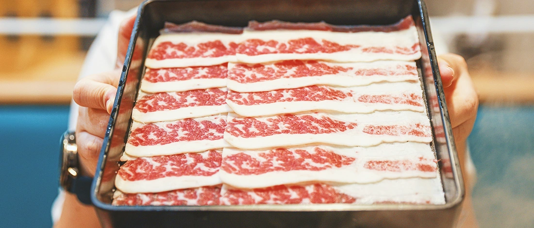 A row of wagyu strips