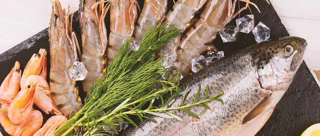 Close up shot of cooked seafood