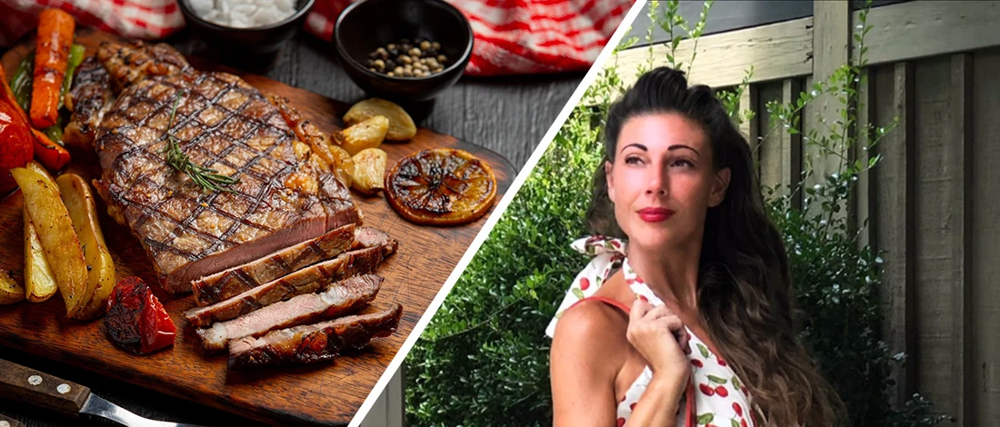 An image of Charlene Anderson and cooked meat