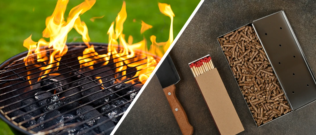 An image comparison of charcoal and pellet smoker