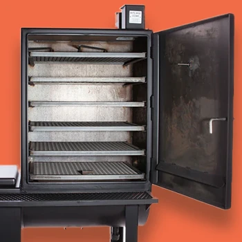 An open vertical smoker