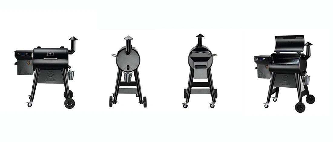 Different angles of a Z Grills 450B smoker