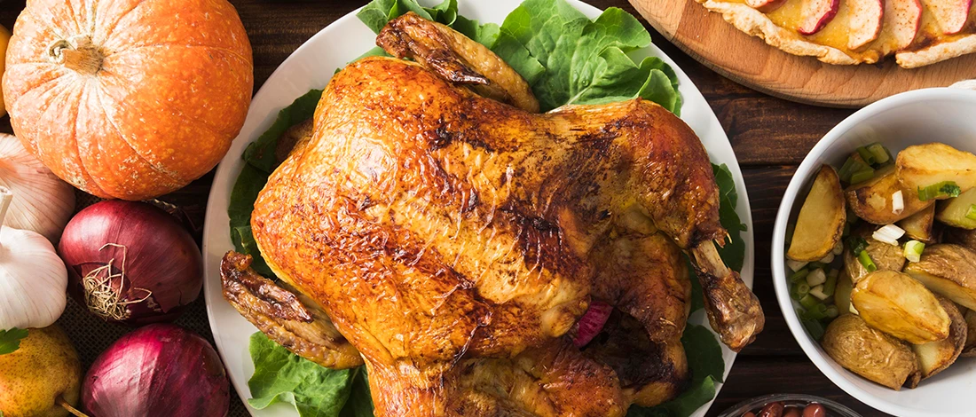 A top view of a delicious roasted turkey