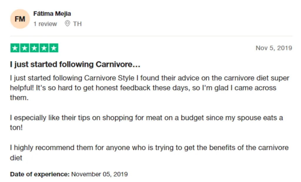 Carnivore style Testimonial 01